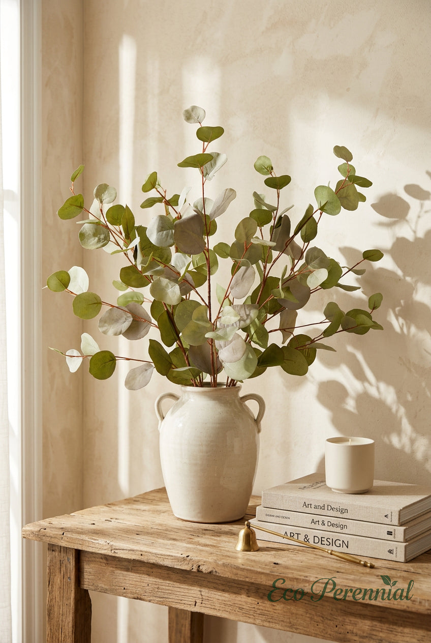 34.3" Autumn Faux Eucalyptus Branches for Fall Decor | Tall Artificial Greenery in 10 Colors | Artificial Greenery | Eco Perennial