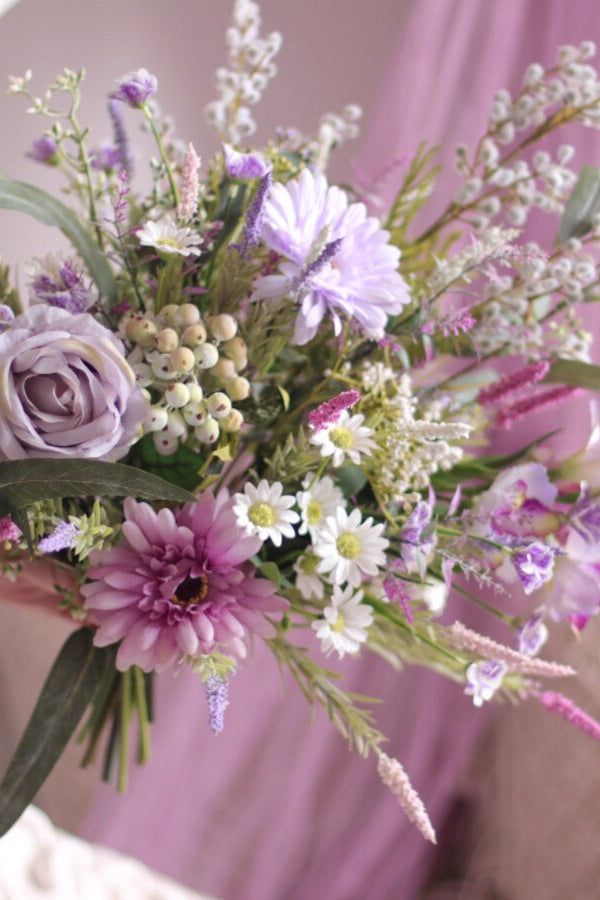 "Provence Wild" | French Country Meadow Silk Bouquet Floral Bouquet Only Standard Size - Elegant & Versatile | Realistic Faux Silk Flowers for Home Decor - Eco Perennial