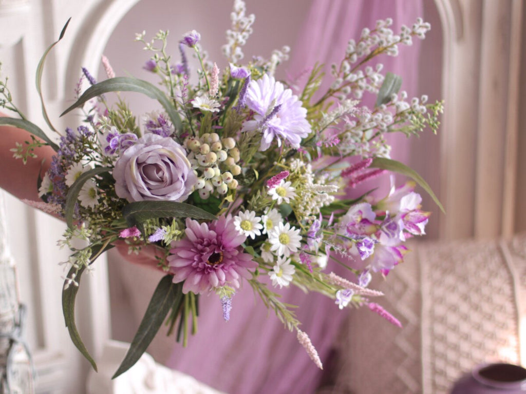 "Provence Wild" | French Country Meadow Silk Bouquet | Realistic Faux Silk Flowers for Home Decor - Eco Perennial