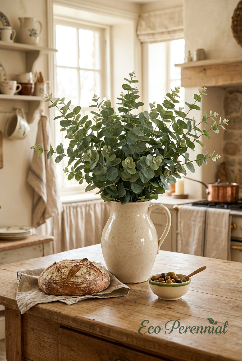 37.4" Tall Faux Eucalyptus Branches | 3 Colors | Artificial Greenery | Eco Perennial