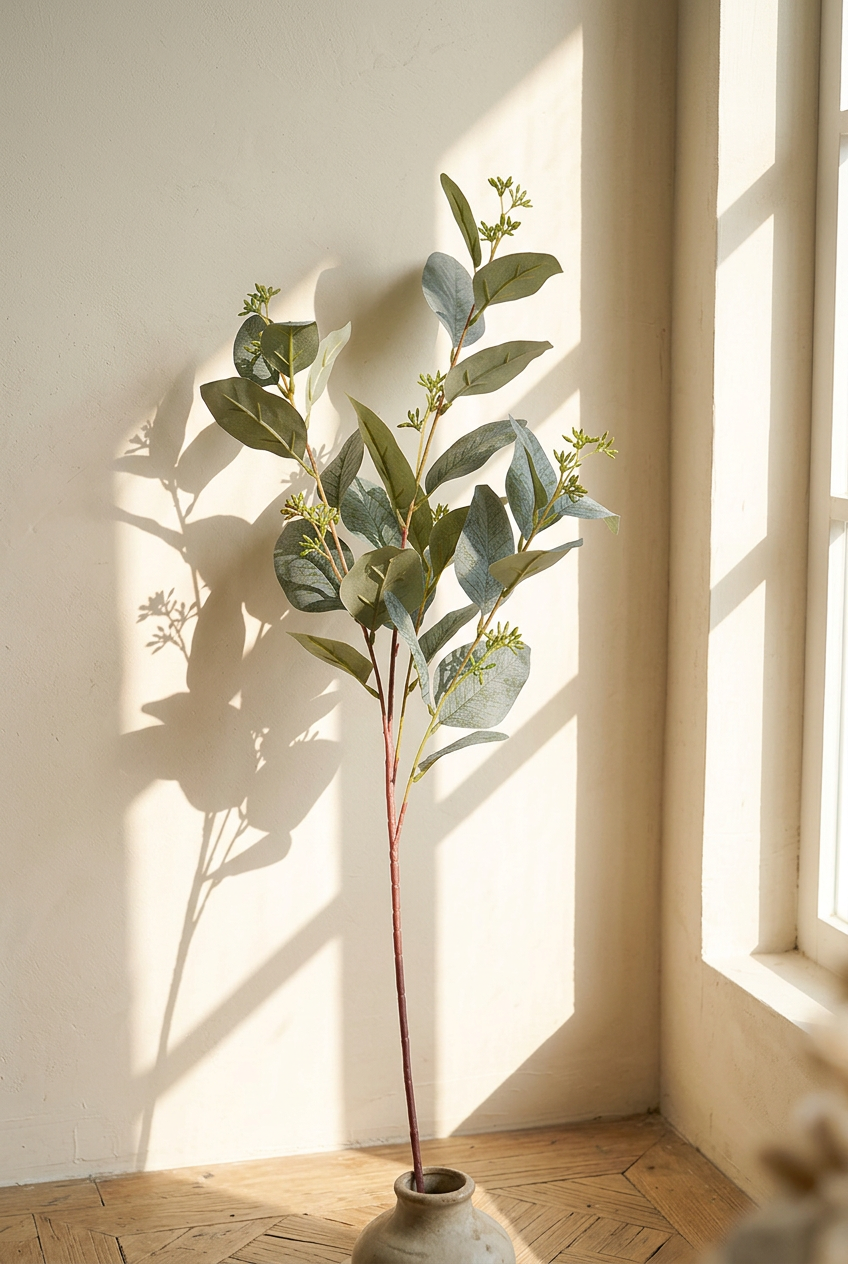 33" Realistic Seeded Silver Dollar Eucalyptus Stem | Eco Perennial | Artificial Greenery | Eco Perennial