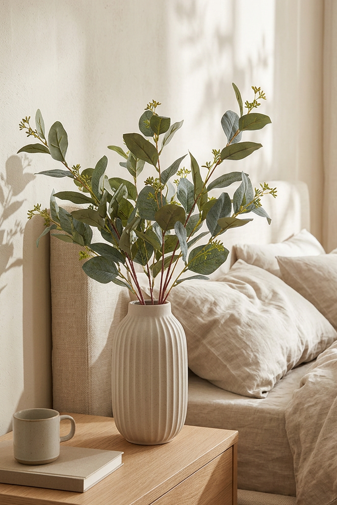 33" Realistic Seeded Silver Dollar Eucalyptus Stem | Eco Perennial | Artificial Greenery | Eco Perennial