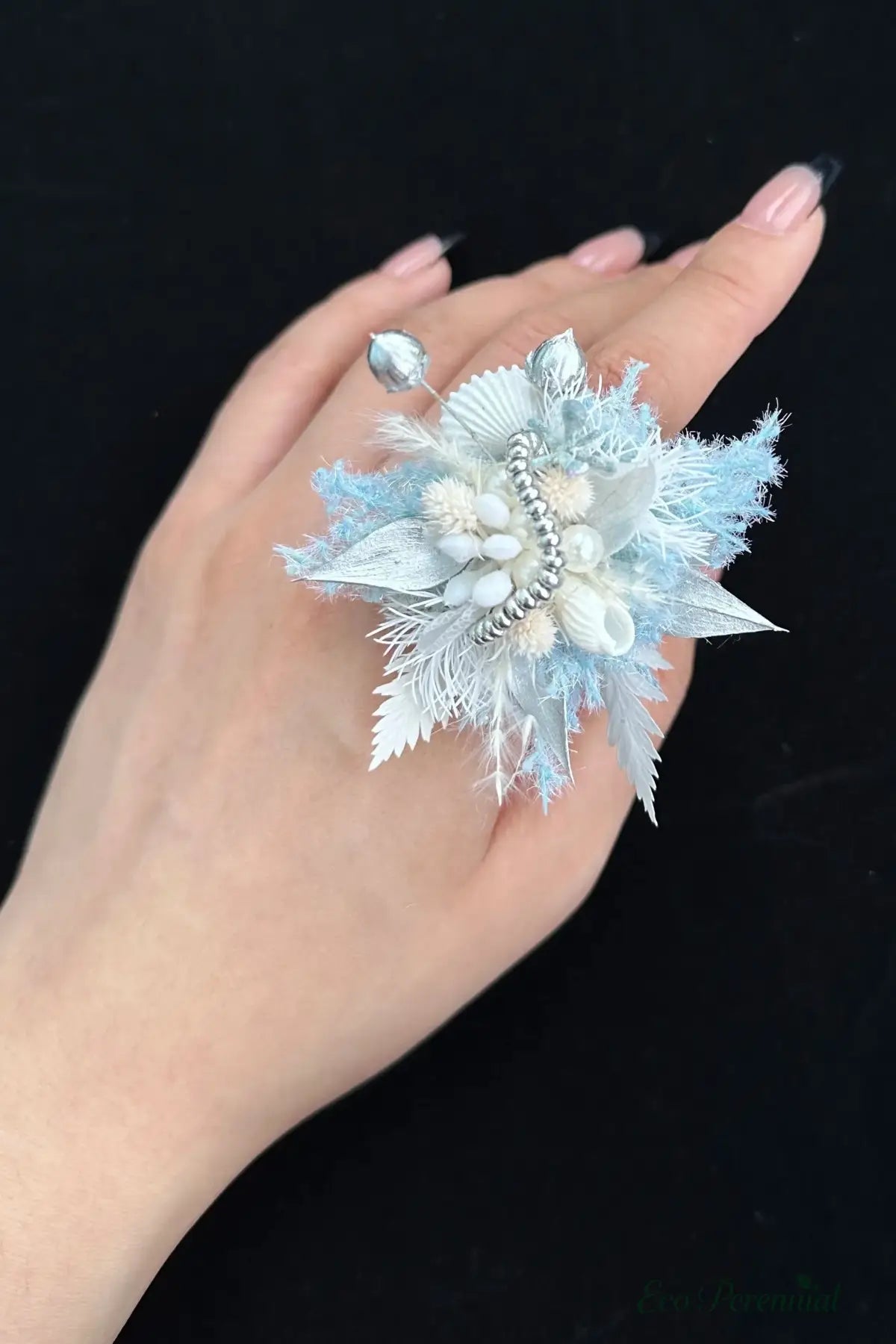Frozen Garden Preserved Flower Ring – Handcrafted Eternal Floral Jewelry | Realistic Faux Silk Flowers for Home Decor - Eco Perennial