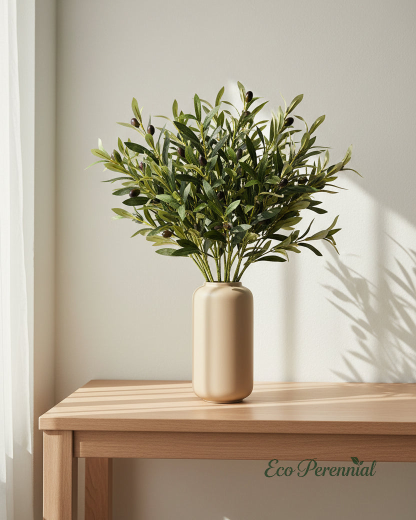 Medium Faux Olive Branches | Realistic Artificial Olive Stems