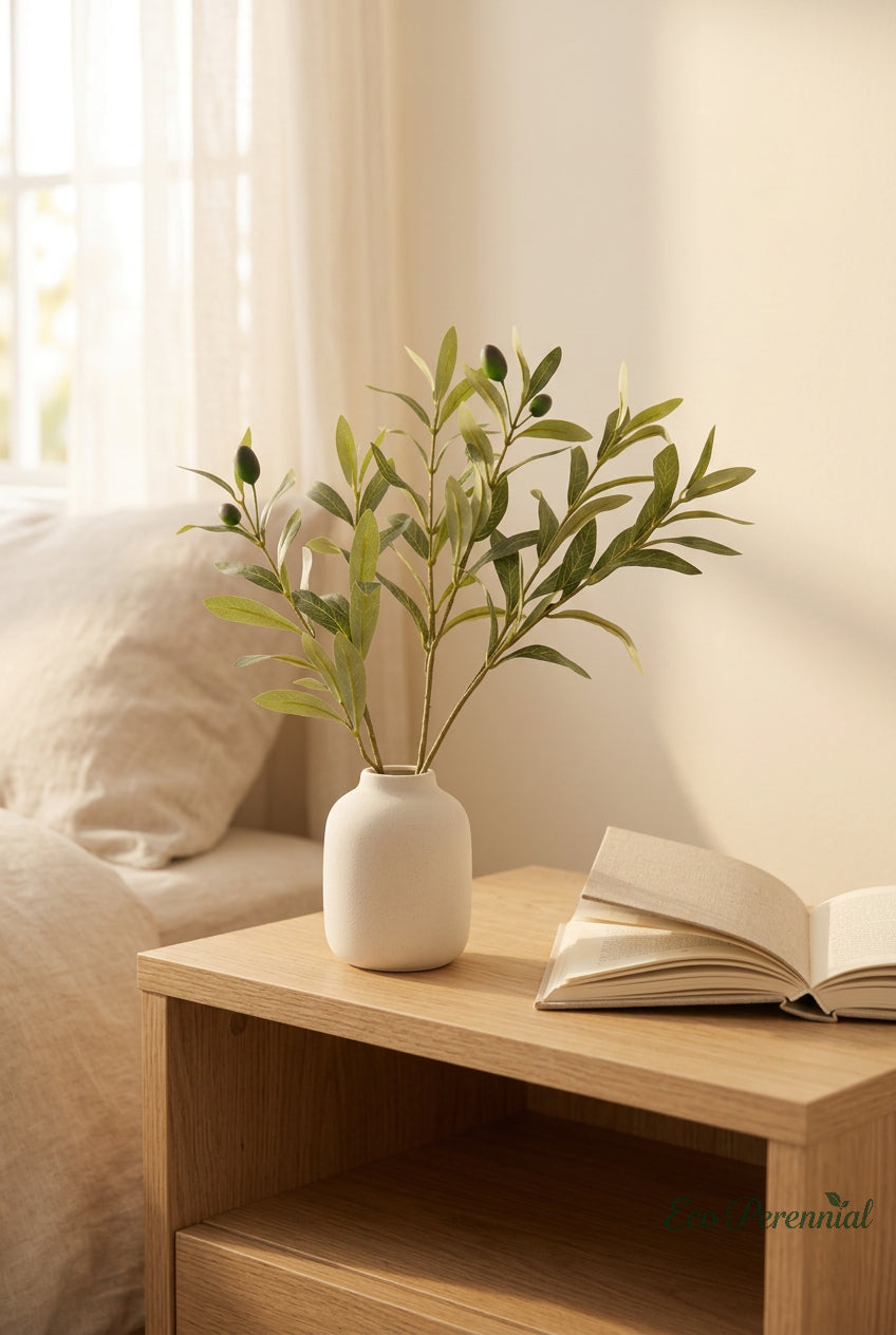 15"–19" Medium Realistic Faux Olive Branches | Artificial Greenery Stems with Olives | Artificial Greenery | Eco Perennial