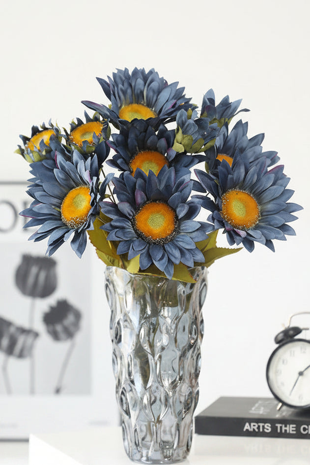 "The Golden Hour" | 13-Head Real Touch Sunflower Bunch - Faux Sunflower Stem | Artificial Floral Arrangement | Eco Perennial