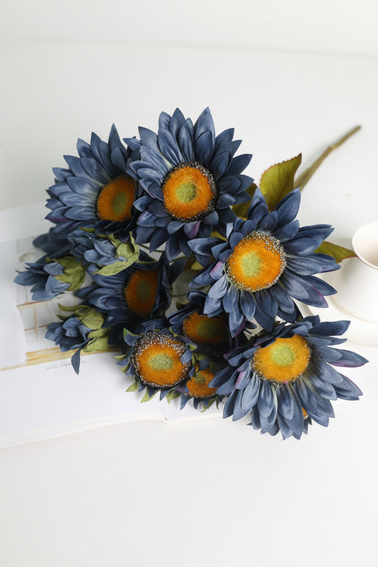 "The Golden Hour" | 13-Head Real Touch Sunflower Bunch - Faux Sunflower Stem | Artificial Floral Arrangement | Eco Perennial