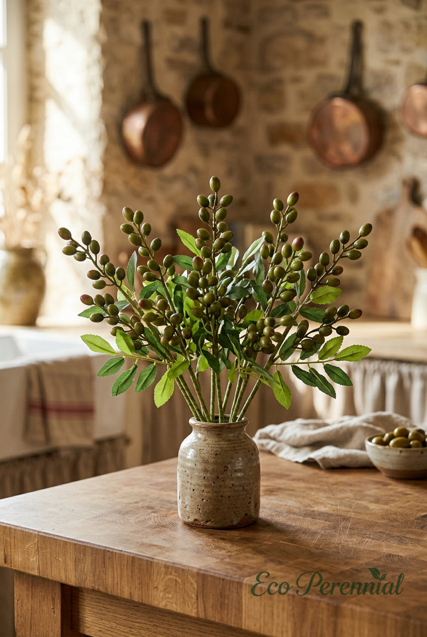 14.2" Petite Faux Berry Stems | 6 Colors | Artificial Greenery | Eco Perennial