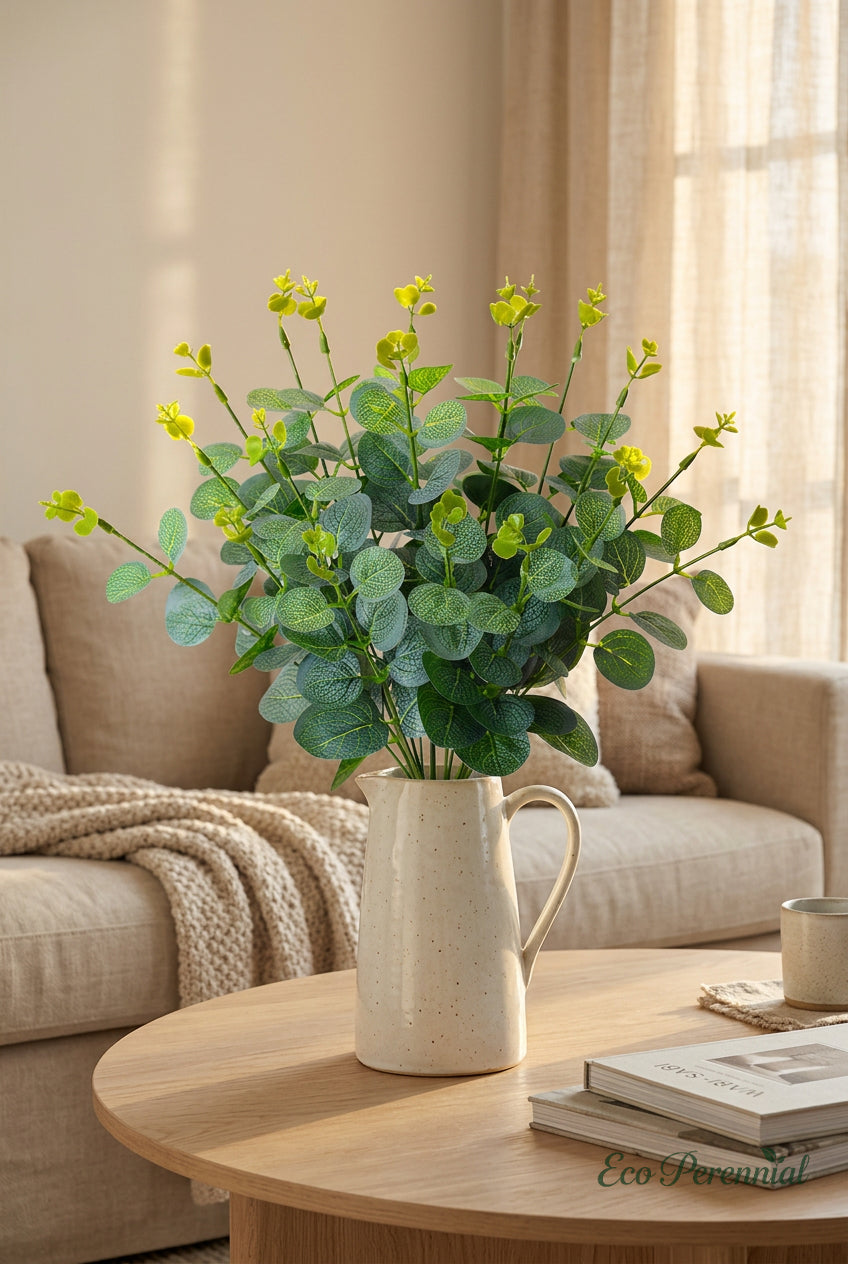 11.8" Petite Faux Eucalyptus Stems | Realistic Artificial Greenery Branches | Artificial Greenery | Eco Perennial