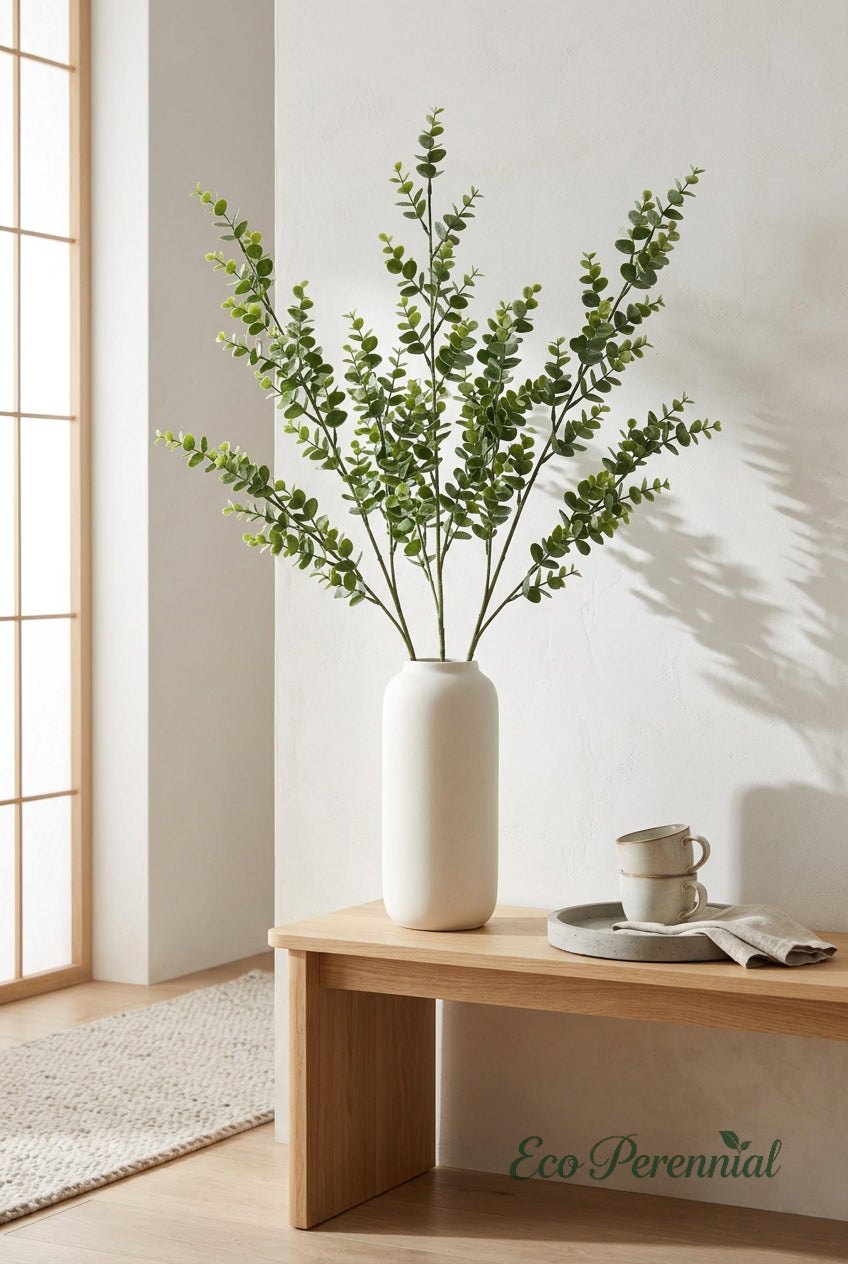27.6" Real Touch Eucalyptus Stems | 3 Colors | Artificial Greenery | Eco Perennial