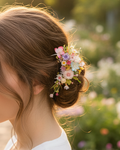 Handcrafted Preserved Flower Hair Fork | Spring Wildflower - Eco Perennial Pink Yellow Green | Hair Accessories | Eco Perennial