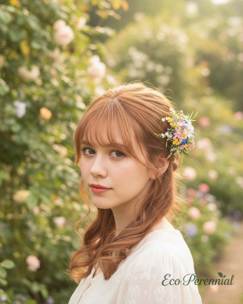 Handcrafted Preserved Flower Hair Clip | Wildflower Barrette - Eco Perennial | Hair Accessories | Eco Perennial