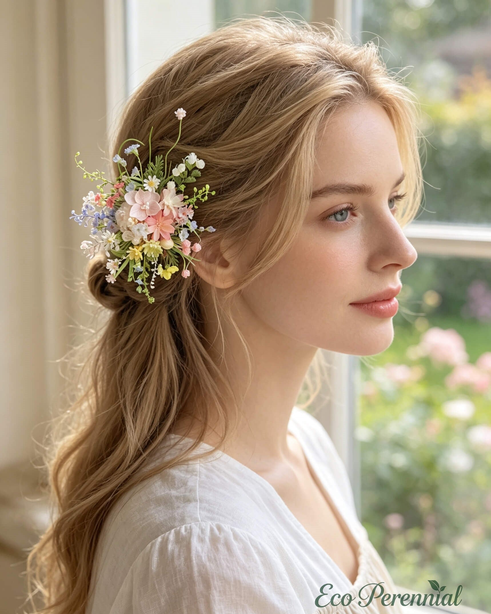 Handcrafted Preserved Flower Hair Clip | Pearl Garden Bouquet - Eco Perennial | Hair Accessories | Eco Perennial