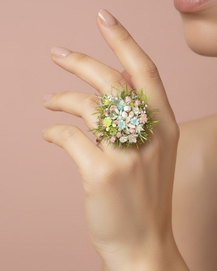 Preserved Flower Ring & Brooch | Handcrafted Floral Jewelry – Eco Perennial