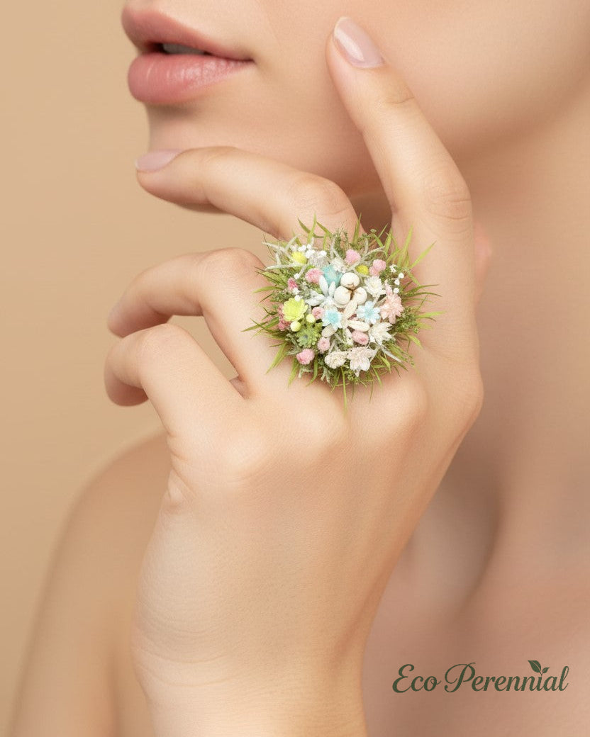 Preserved Flower Ring & Brooch | Handcrafted Floral Jewelry – Eco Perennial