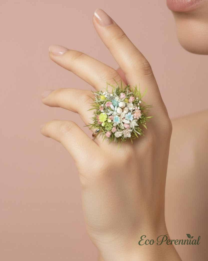 Preserved Flower Ring & Brooch | Handcrafted Floral Jewelry – Eco Perennial