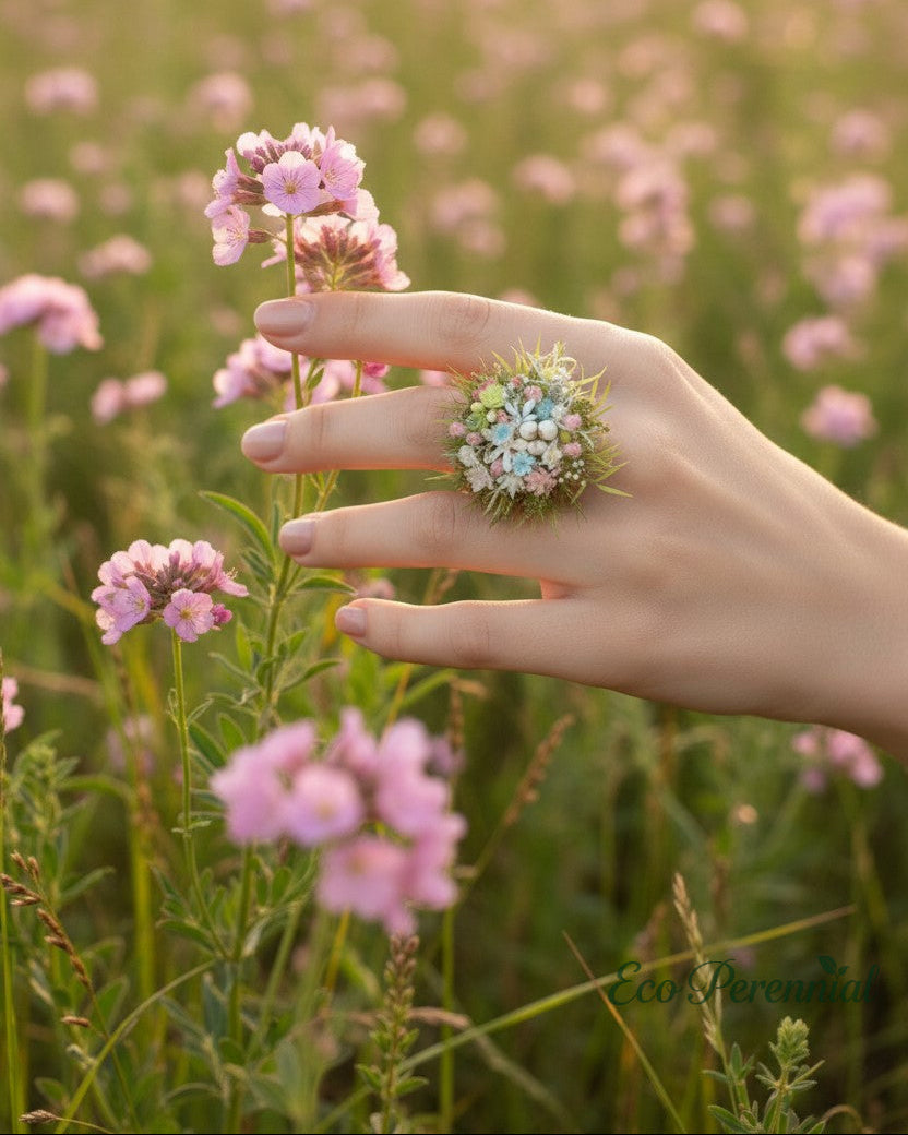 Preserved Flower Ring & Brooch | Handcrafted Floral Jewelry – Eco Perennial