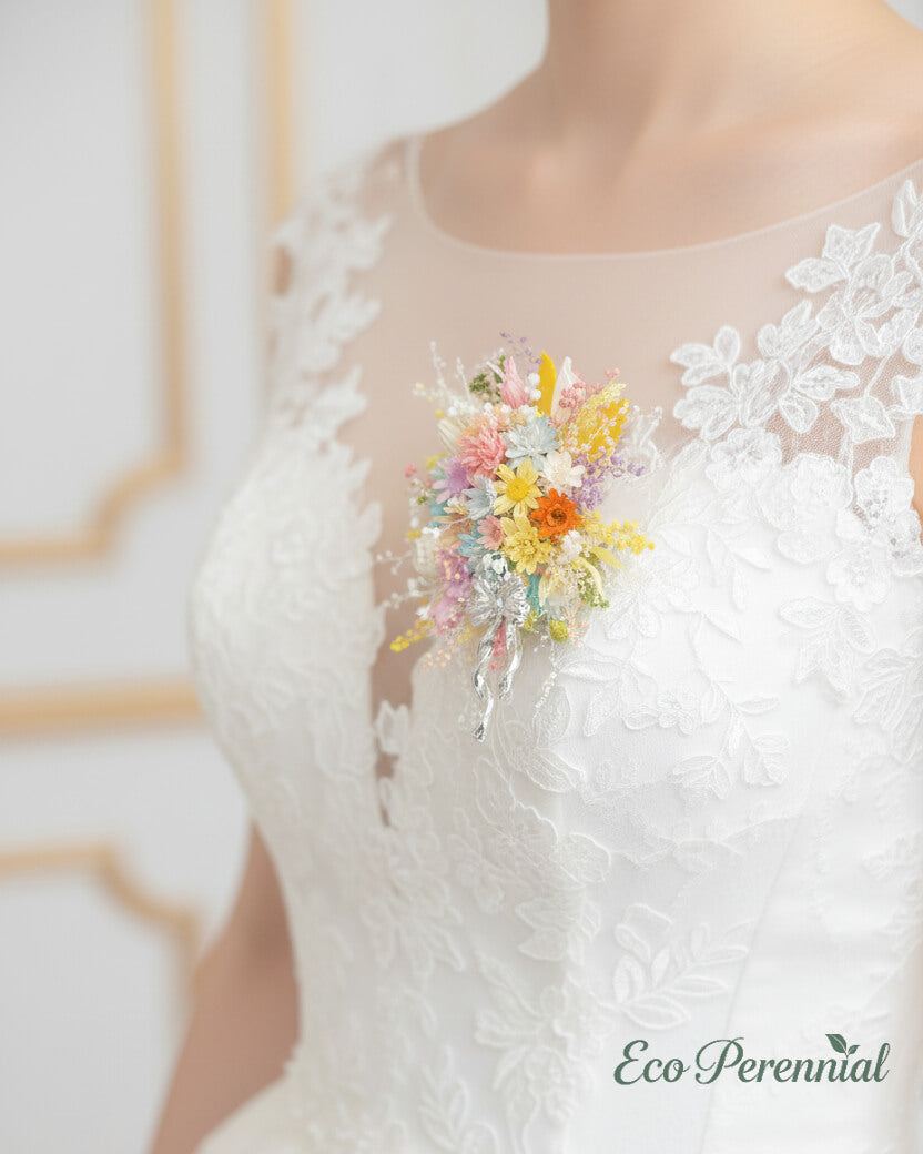 Handcrafted Preserved Flower Ring & Brooch | Rainbow Bloom Bouquet - Eco Perennial | Jewelry | Eco Perennial