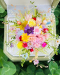 Handcrafted Preserved Flower Ring | Colorful Wildflower Bouquet - Eco Perennial - Pink/Yellow/Green - Jewelry
