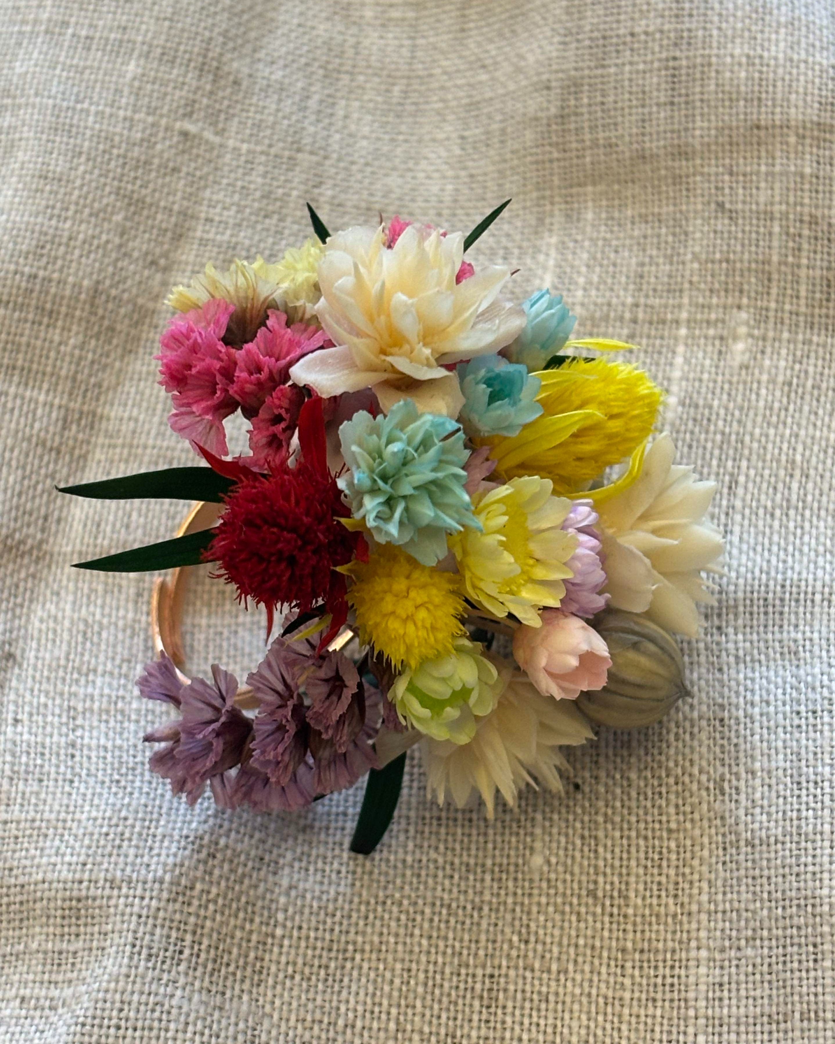 "Artisan’s Surprise" Preserved Flower Ring | Handcrafted Unique Wildflower Bouquet - Eco Perennial | Realistic Faux Silk Flowers for Home Decor - Eco Perennial