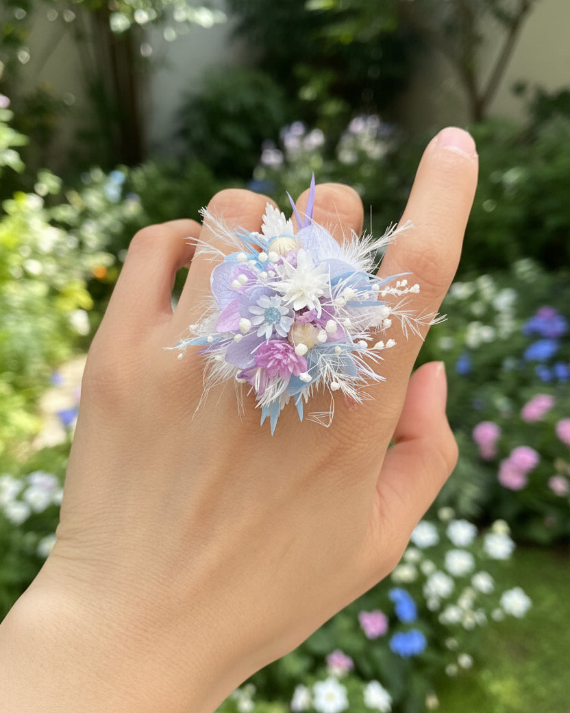 Handcrafted Preserved Flower Ring | Fairy Garden Collection - Eco Perennial Multicolor | Jewelry | Eco Perennial