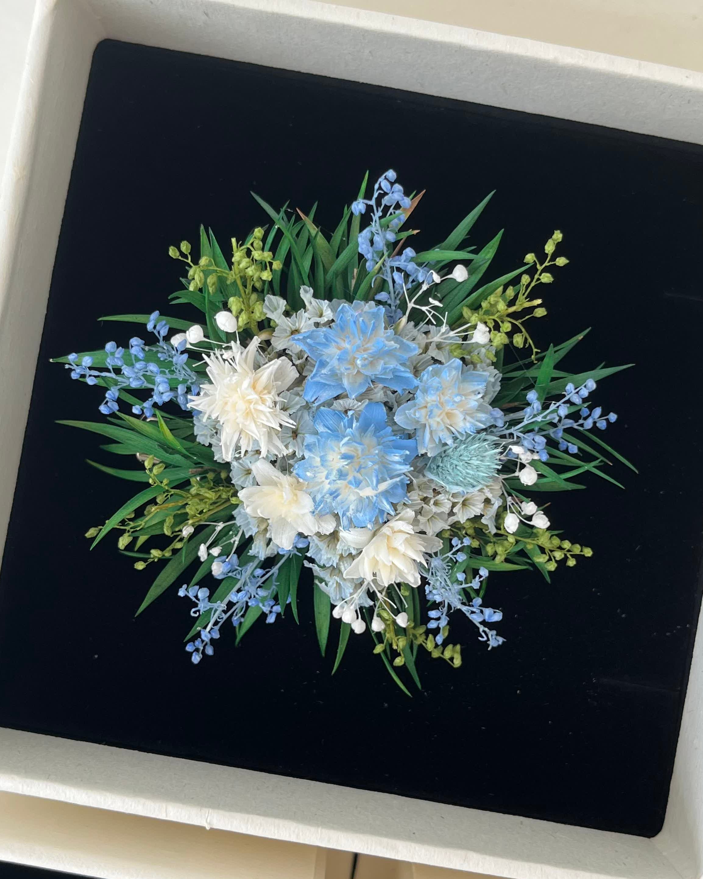 Handcrafted Preserved Flower Ring & Brooch | Secret Garden Collection - Eco Perennial Green Blue | Jewelry | Eco Perennial