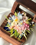 Handcrafted Preserved Flower Ring | ’Secret Garden’ Bouquet - Eco Perennial - Light Blue/Pink - Jewelry