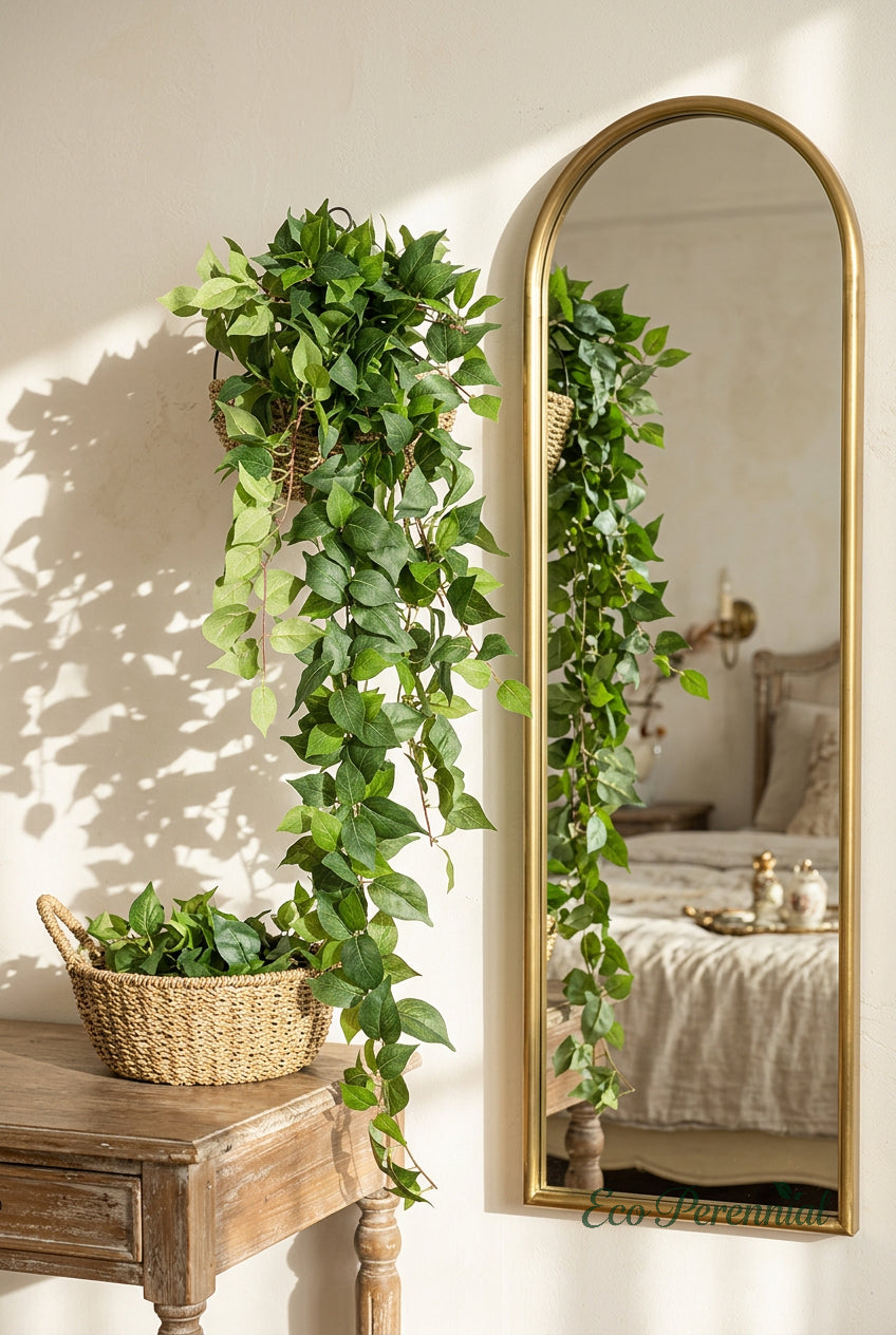 51" Cascading Faux Ivy Vines | 18-Fork Hanging Greenery | Artificial Greenery | Eco Perennial