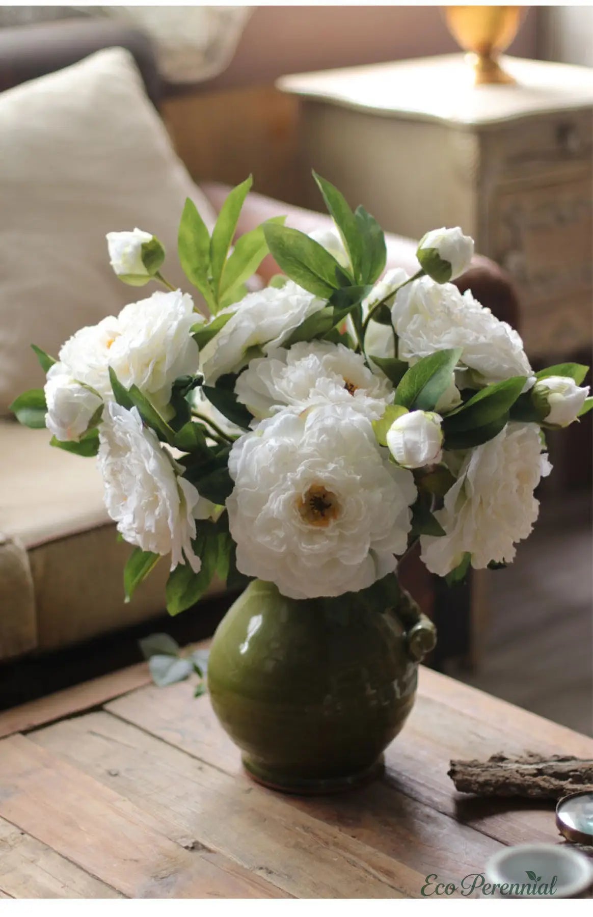 "Imperial Bloom" | Premium Silk Peony Stem | Realistic Faux Silk Flowers for Home Decor - Eco Perennial