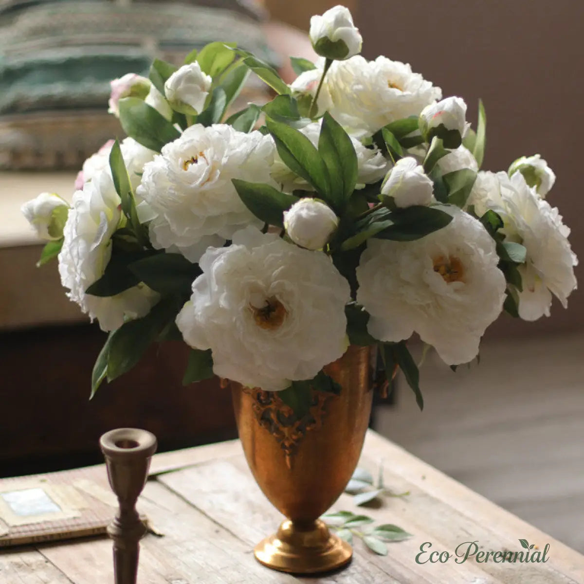 "Imperial Bloom" | Premium Silk Peony Stem | Realistic Faux Silk Flowers for Home Decor - Eco Perennial