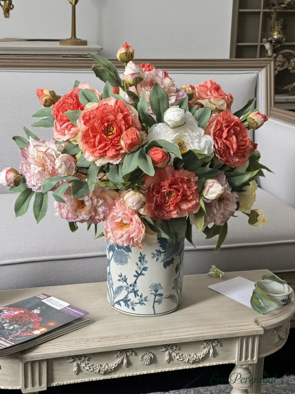 "Imperial Bloom" | Premium Silk Peony Stem | Realistic Faux Silk Flowers for Home Decor - Eco Perennial