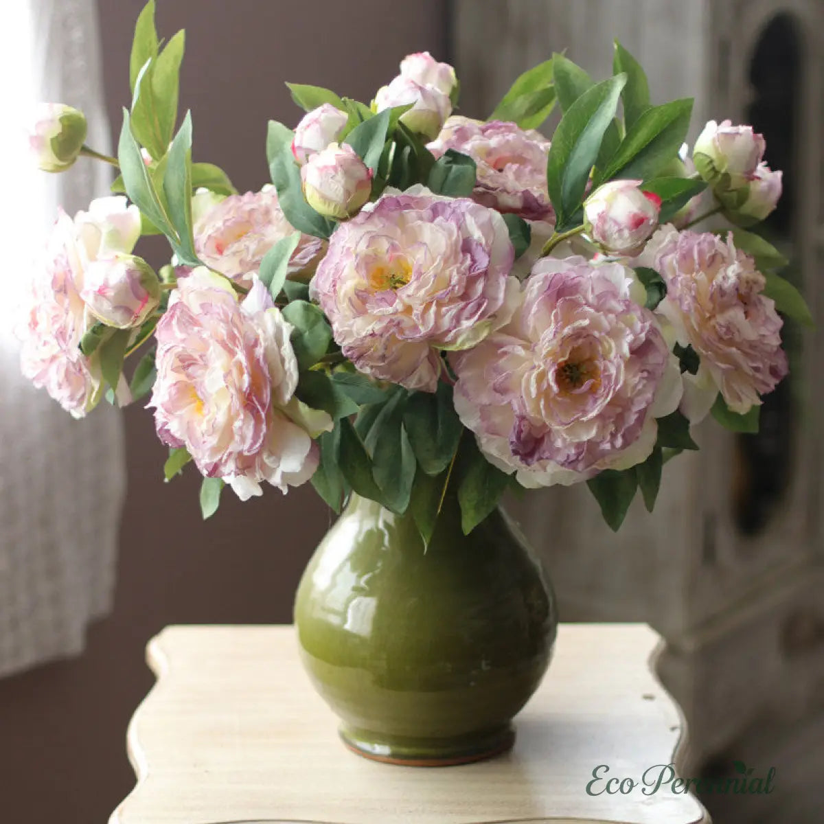 "Imperial Bloom" | Premium Silk Peony Stem | Realistic Faux Silk Flowers for Home Decor - Eco Perennial