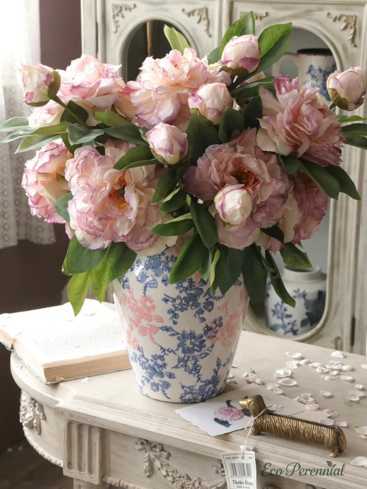 "Imperial Bloom" | Premium Silk Peony Stem | Realistic Faux Silk Flowers for Home Decor - Eco Perennial
