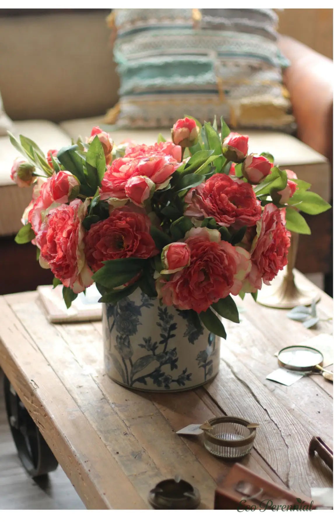 "Imperial Bloom" | Premium Silk Peony Stem | Realistic Faux Silk Flowers for Home Decor - Eco Perennial