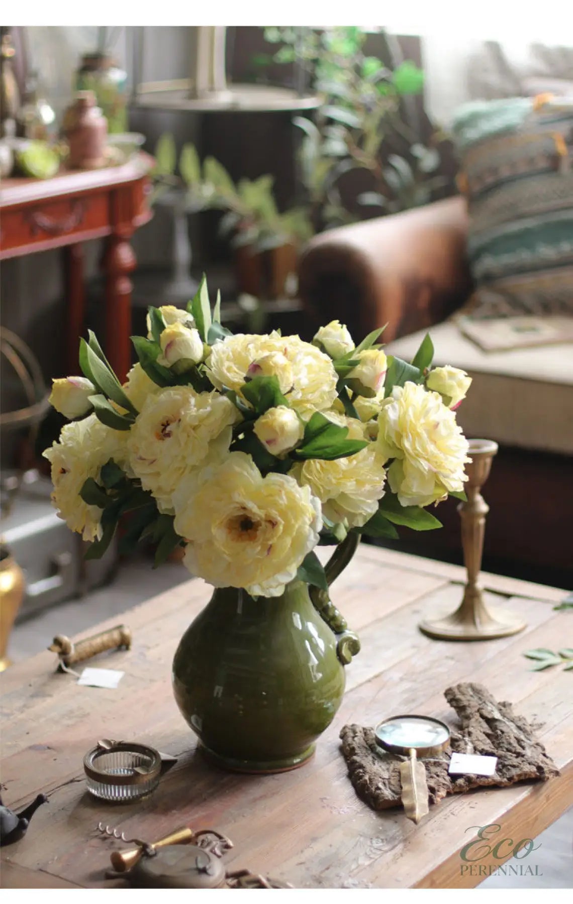 "Imperial Bloom" | Premium Silk Peony Stem | Realistic Faux Silk Flowers for Home Decor - Eco Perennial