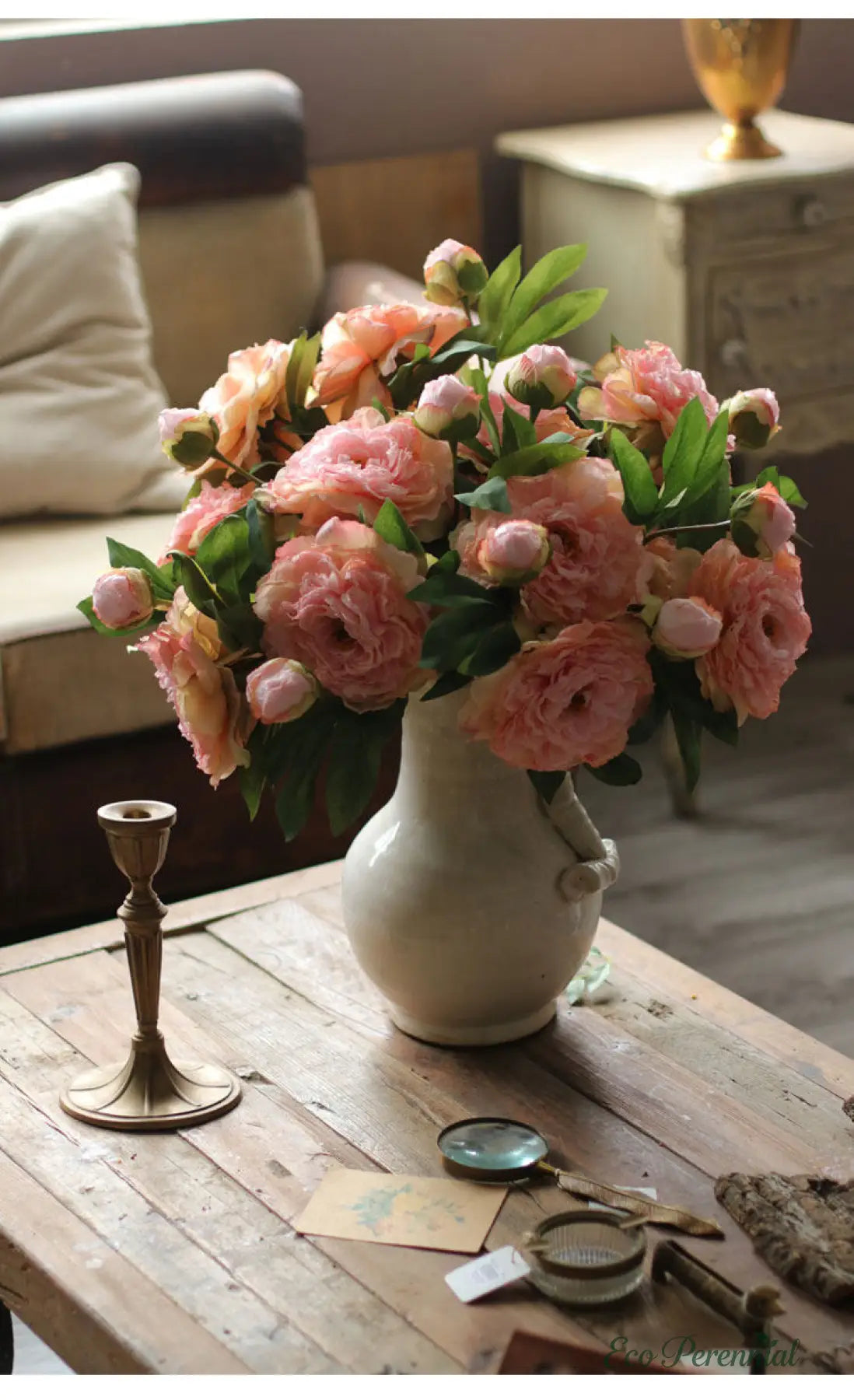 "Imperial Bloom" | Premium Silk Peony Stem | Realistic Faux Silk Flowers for Home Decor - Eco Perennial