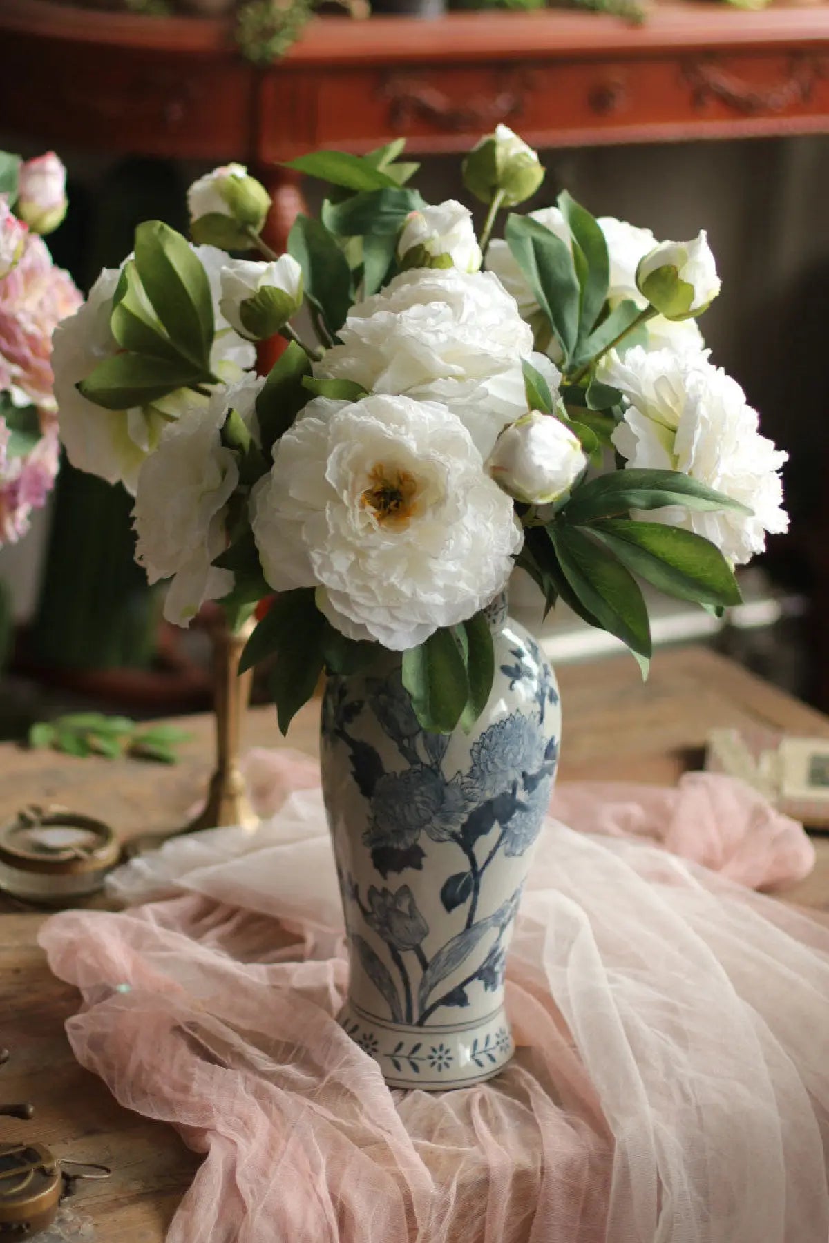 "Imperial Bloom" | Premium Silk Peony Stem Ethereal Ivory | Realistic Faux Silk Flowers for Home Decor - Eco Perennial