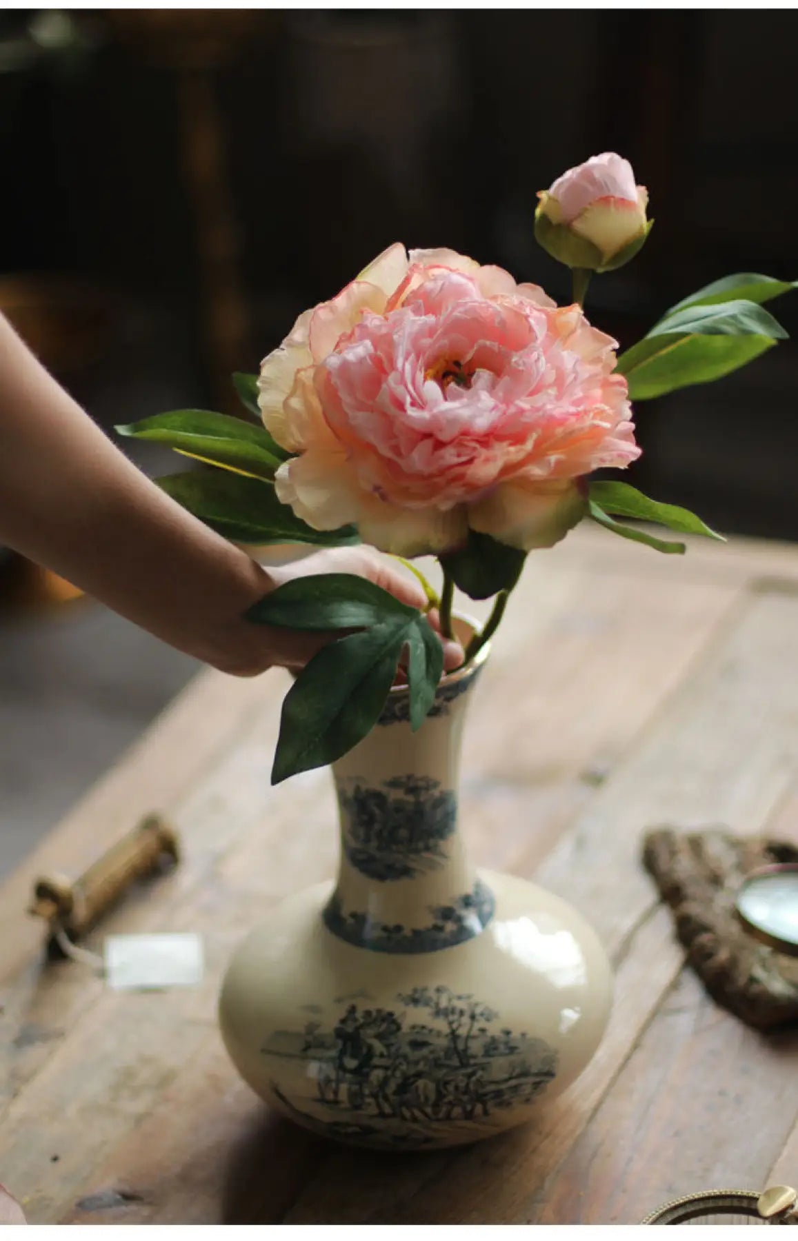 "Imperial Bloom" | Premium Silk Peony Stem Romantic Petal Pink | Realistic Faux Silk Flowers for Home Decor - Eco Perennial
