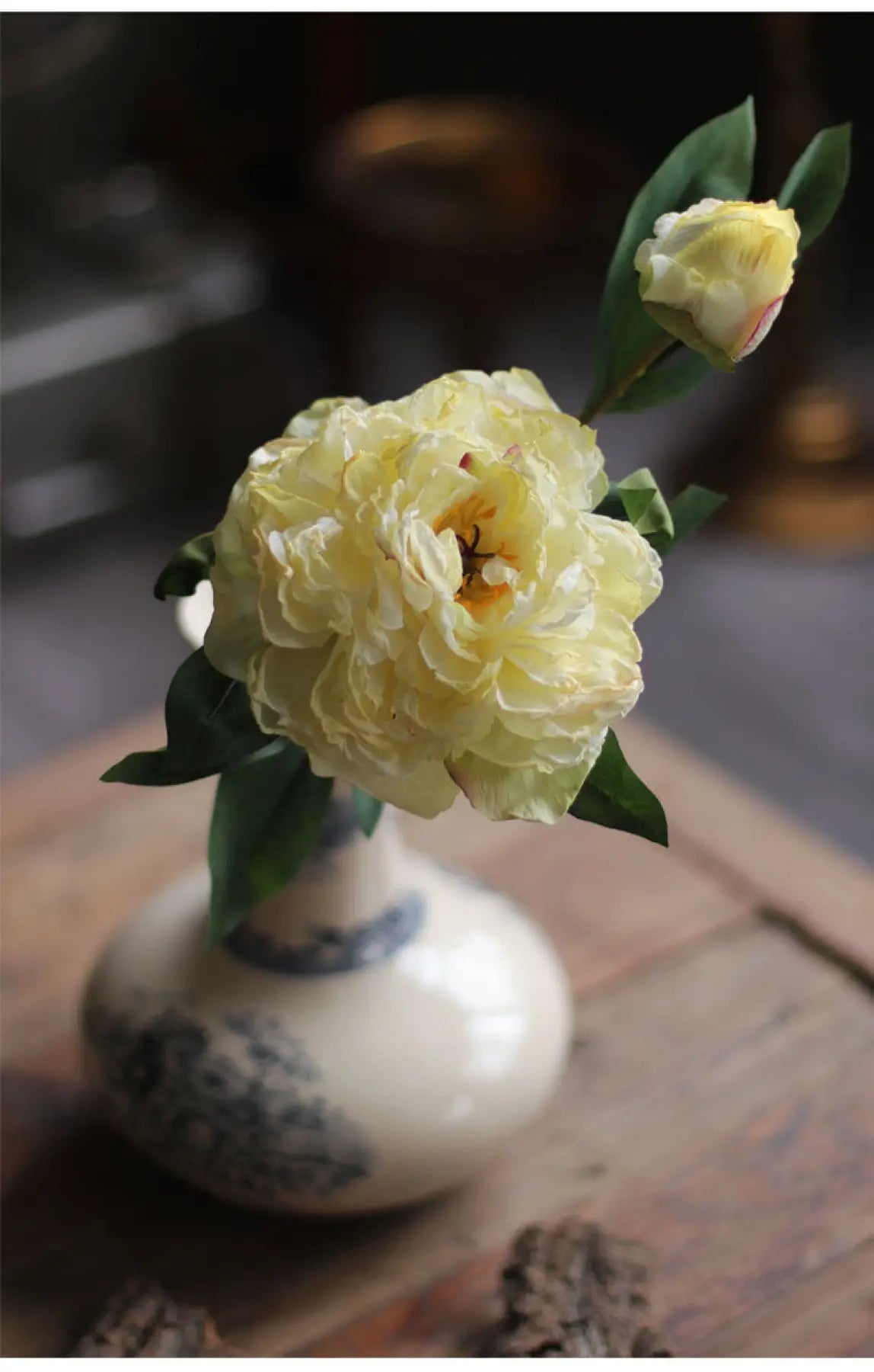 "Imperial Bloom" | Premium Silk Peony Stem Vintage Yellow | Realistic Faux Silk Flowers for Home Decor - Eco Perennial