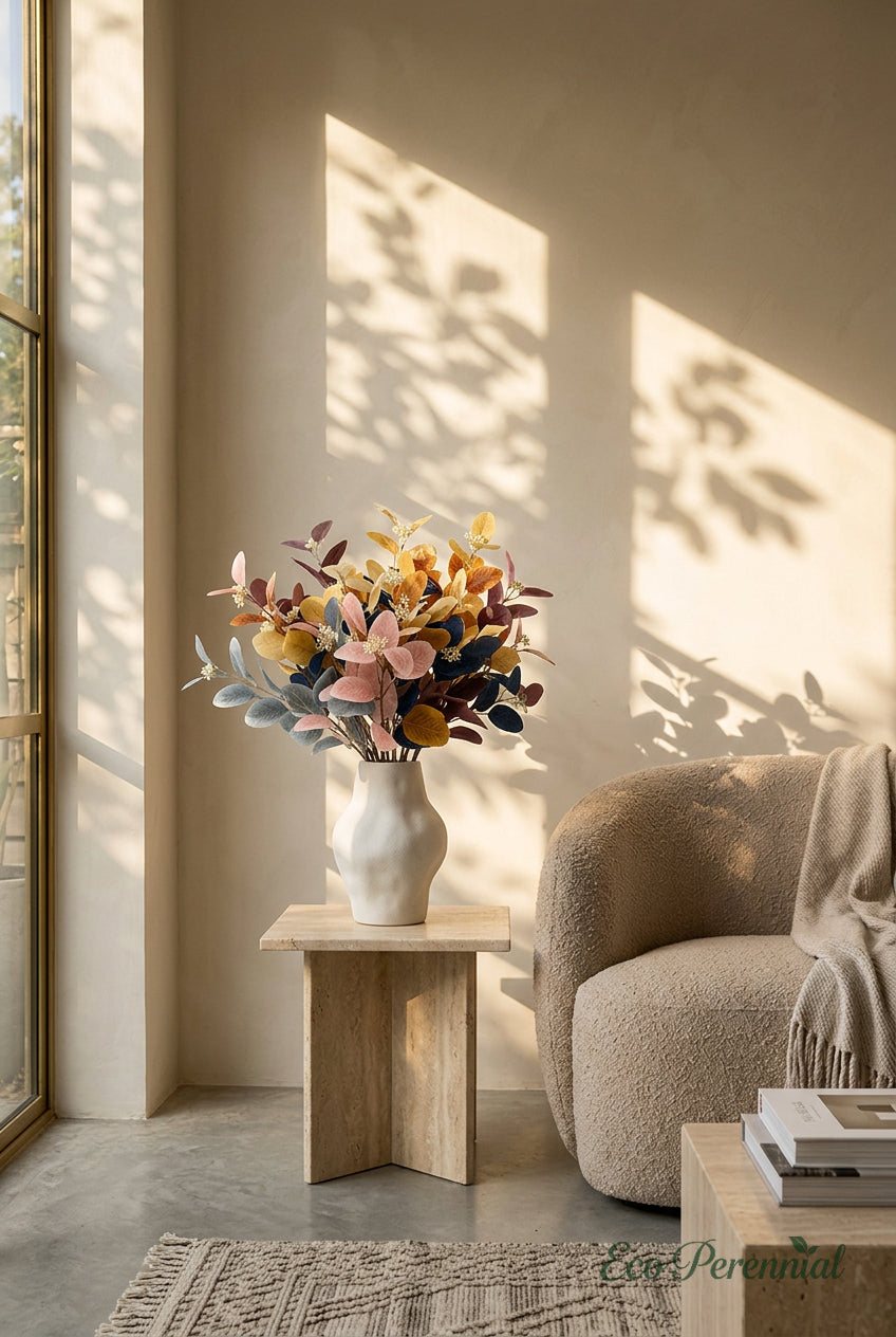 21.3" Seeded Faux Eucalyptus Branches | Realistic Artificial Greenery in 7 Colors | Artificial Greenery | Eco Perennial