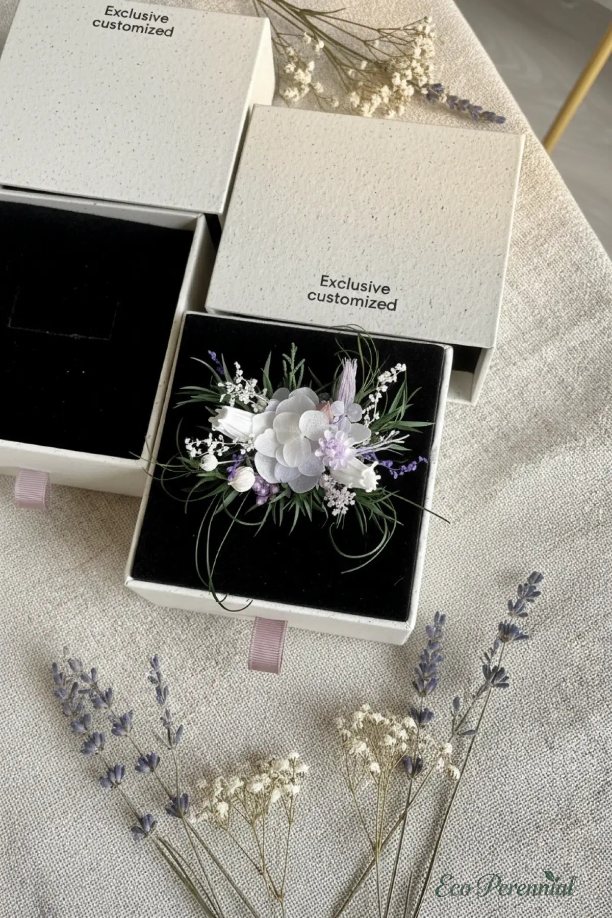 Lavender Bloom Preserved Flower Ring – Handcrafted Bridal Floral Jewelry | Realistic Faux Silk Flowers for Home Decor - Eco Perennial