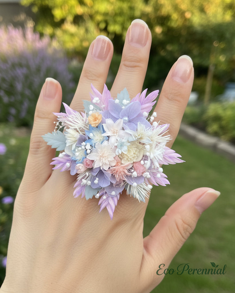 Lavender Dream Wildflower Ring | Preserved Botanical Floral Jewelry | Eco Perennial