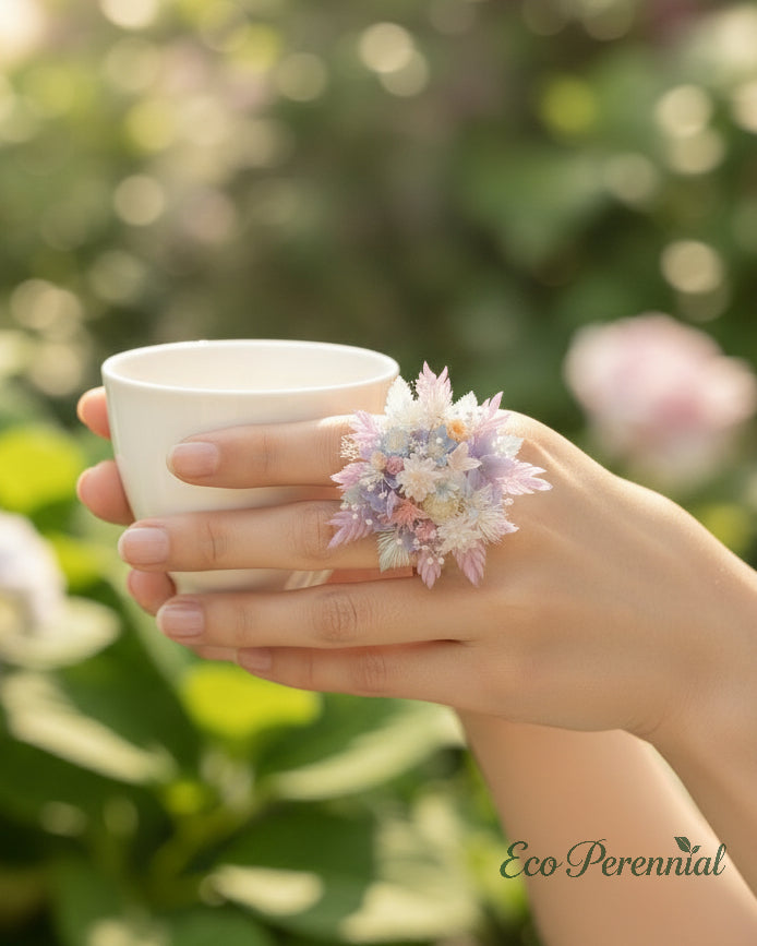 Lavender Dream Wildflower Ring | Preserved Botanical Floral Jewelry | Eco Perennial