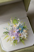 Lavender Mist Preserved Flower Ring – Handcrafted Eternal Floral Jewelry White Purple Green | Realistic Faux Silk Flowers for Home Decor - Eco Perennial