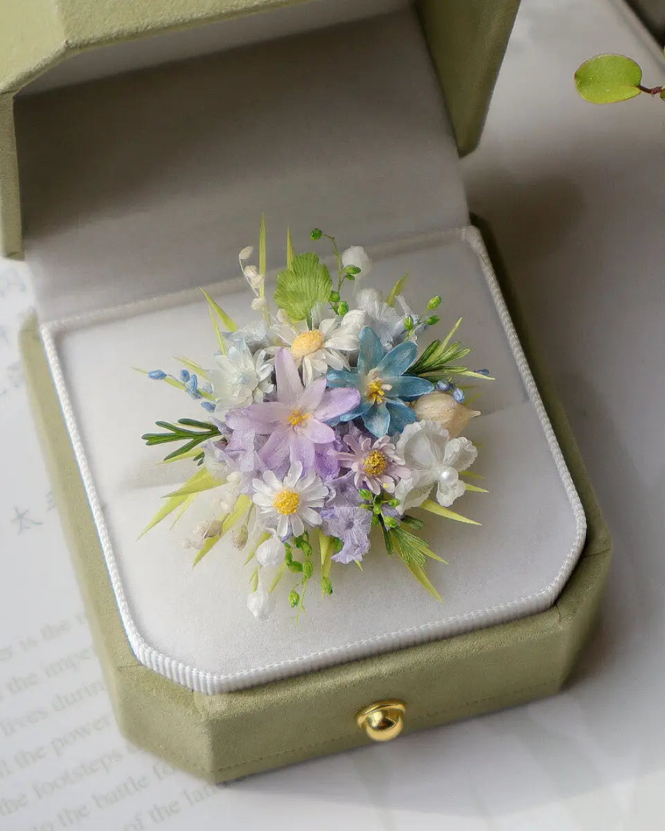 Lavender Mist Preserved Flower Ring – Handcrafted Eternal Floral Jewelry | Realistic Faux Silk Flowers for Home Decor - Eco Perennial