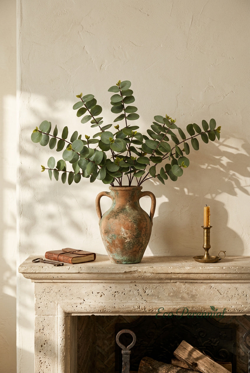 19.7" Real Touch Eucalyptus Stems | 3-Fork & 5-Fork | Artificial Greenery | Eco Perennial