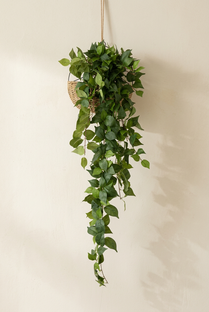 51" Cascading Faux Ivy Vines | 18-Fork Hanging Greenery Heartleaf Vine | Artificial Greenery | Eco Perennial