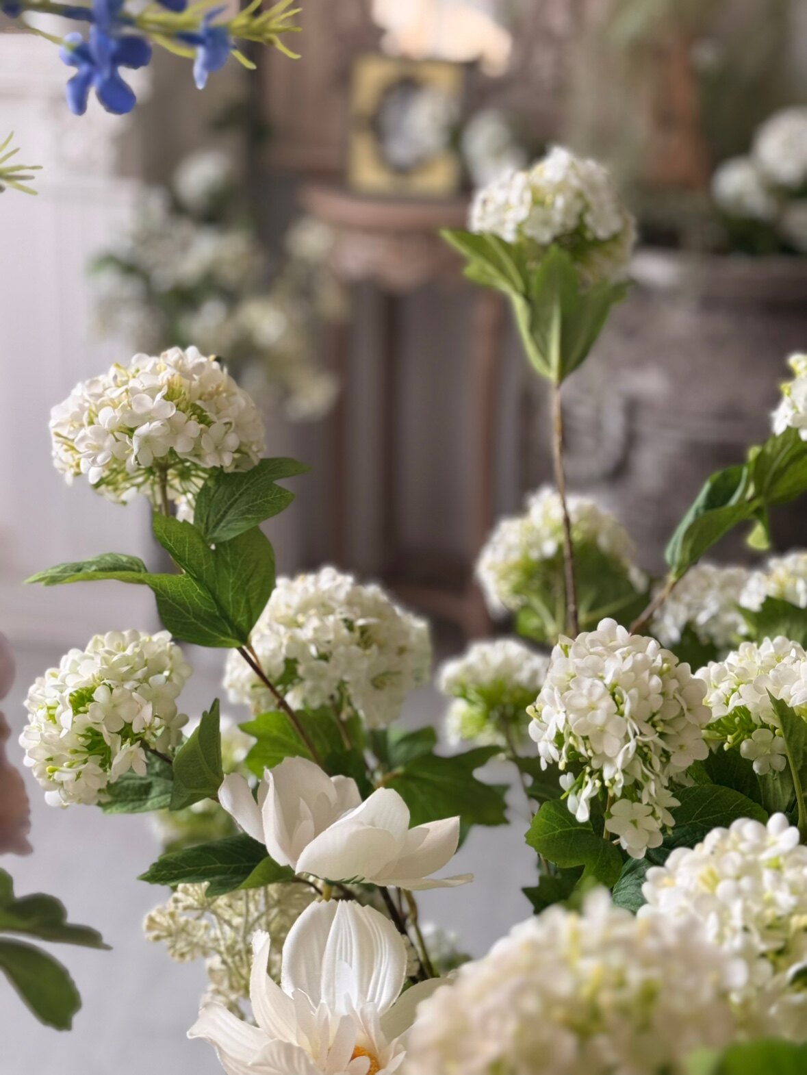 "Spring Whispers" | French Silk Snowball Viburnum | Realistic Faux Silk Flowers for Home Decor - Eco Perennial
