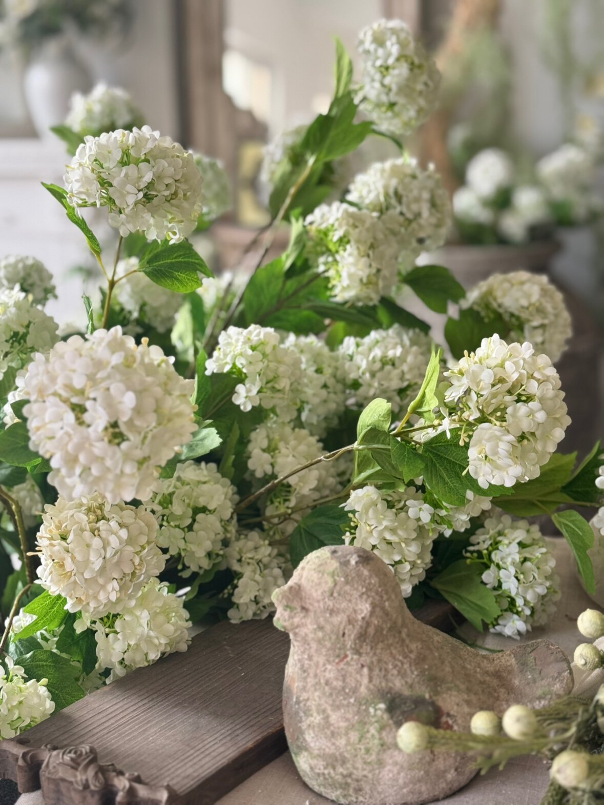 "Spring Whispers" | French Silk Snowball Viburnum | Realistic Faux Silk Flowers for Home Decor - Eco Perennial