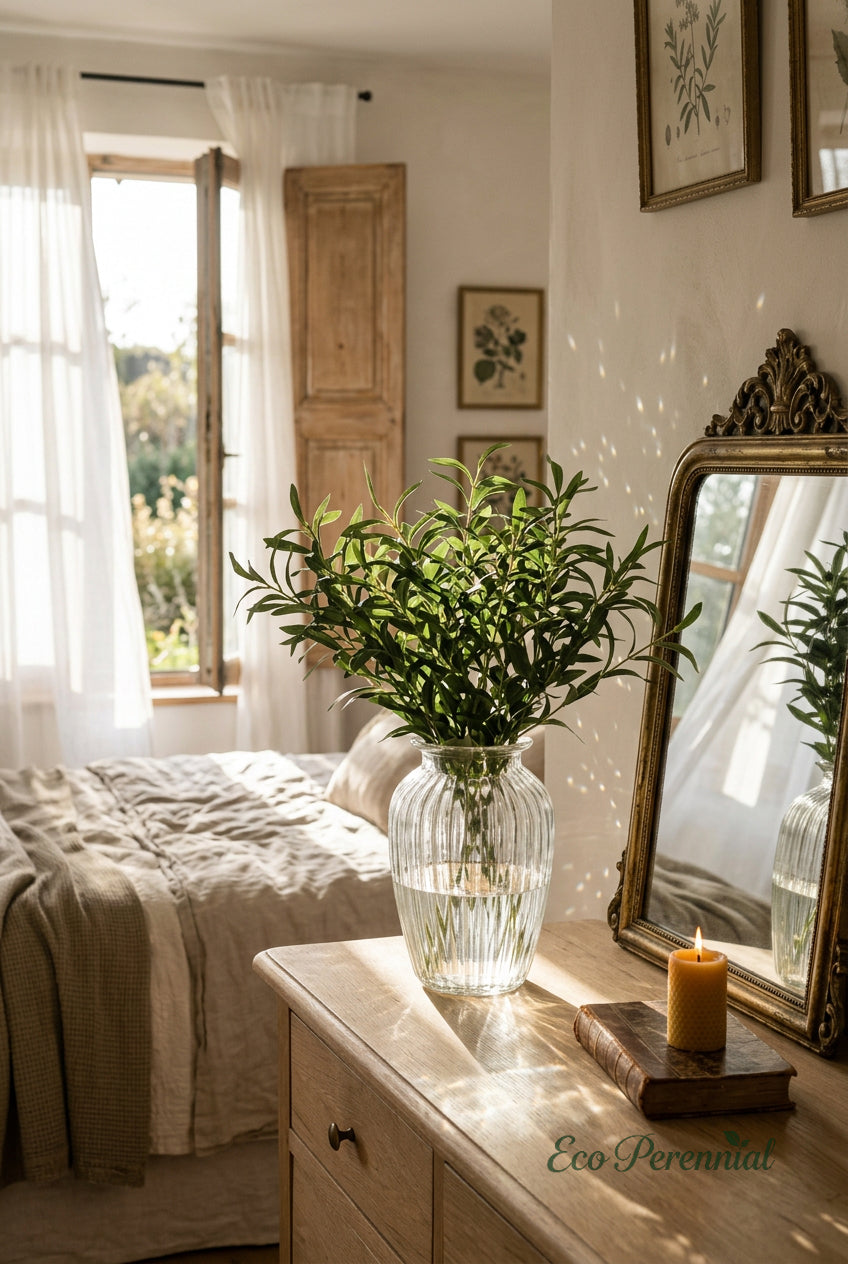 37.4" Faux Olive Branches | Tall 10-Fork Stems | Artificial Greenery | Eco Perennial